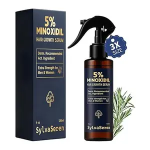 SylvaSeren 5% Minoxidil Hair & Beard Growth Spray,Beard Growth,Biotin Minoxidil for Men & Women, 120ml,Hair Regrowth, Treatment for Hair Loss & Thinning, for Stronger Thicker Fuller Healthier Hair