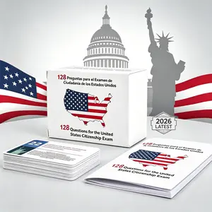 2026 US Citizenship Flash Cards: American Citizenship Naturalization Test Study Guide(Spanish & English) USCIS 128 Questions and Answers Flash Cards