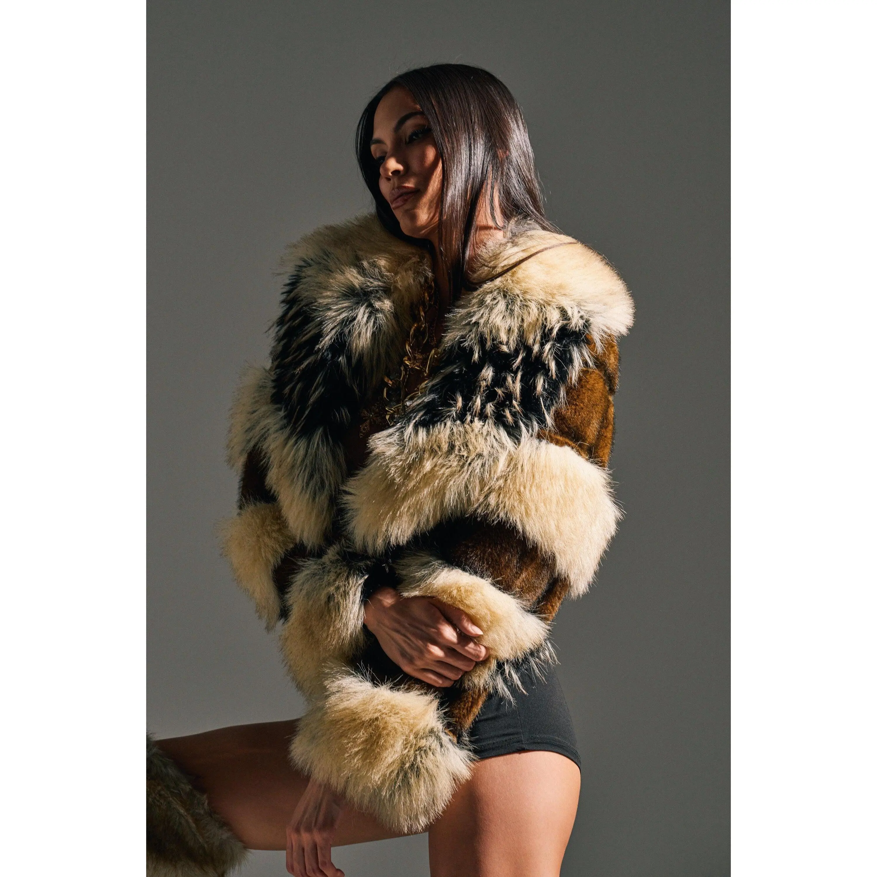 PORTIA CROPPED FAUX FUR JACKET