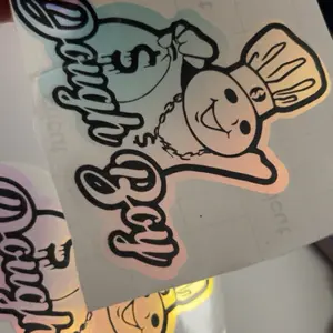Double layer Dough Boy 5x5 Mirror Vinyl Sticker - Fun Design for Any Surface