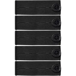 5pcs Adjustable Elastic Button Extender Waist Extenders Waistband for Jeans Pants Trousers - Black