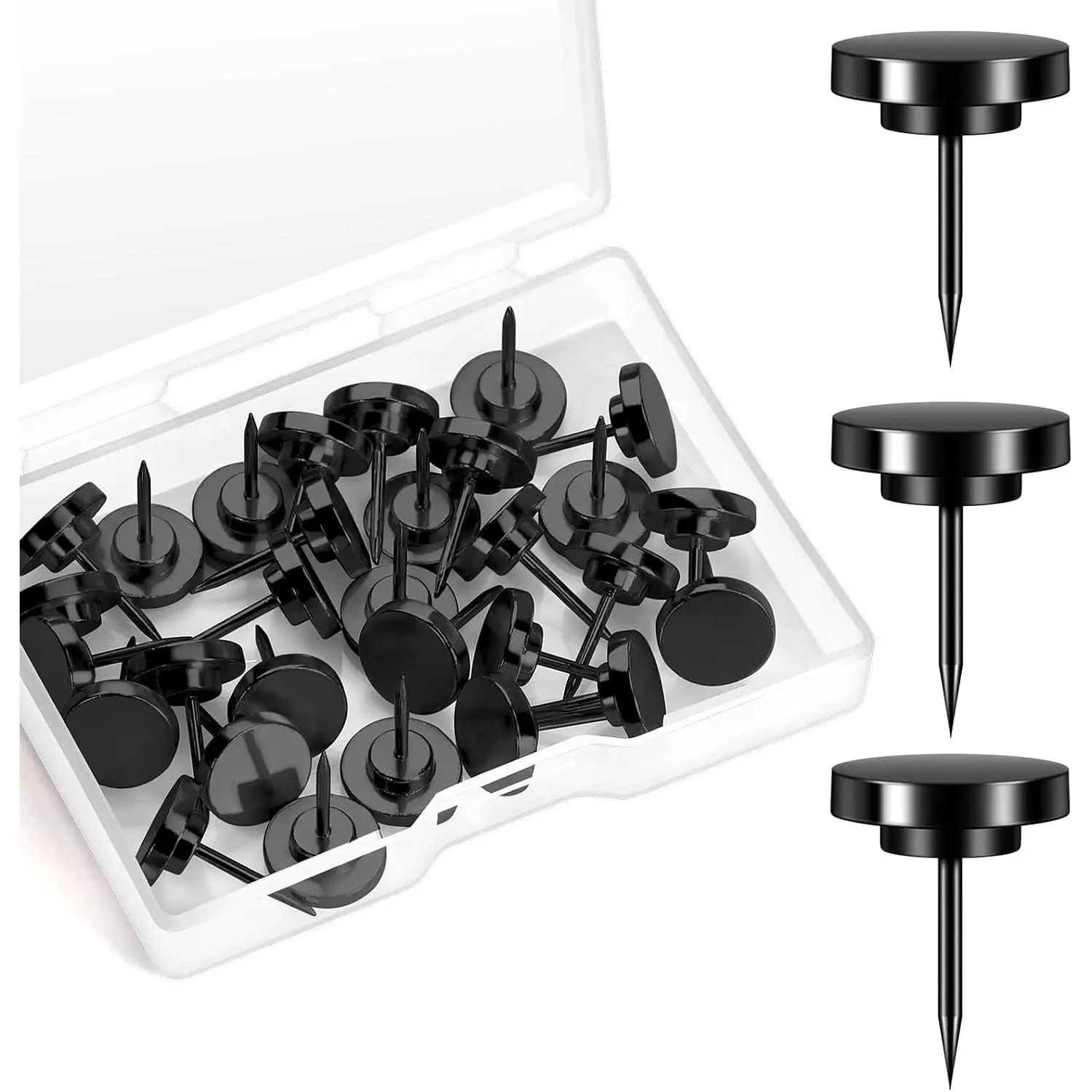 30 Pieces Black Thumb Tacks, Metal Push Pins, Zin Alloy Tacks for Wall, Picture Hanging Hooks, Picture Hangers, Poster Tack, Wall Tacks for Bulletin Boards Decorative