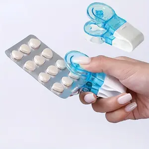 Portable Pill Extractor, 2 Counts Mini Pill Storage Box with Pill Press, Pill Storage Box for Elderly & Disabled, Pill Extractor Tool, Aid