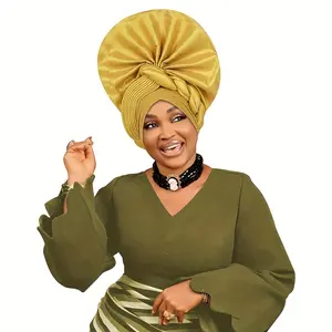 Royal African Headwrap |   2026 New Nigeria Aso Oke Turban for Wedding PartyLuxurious Headwear, Women's Wrap-style Headscarf Hat,  Gele, Party Headwear