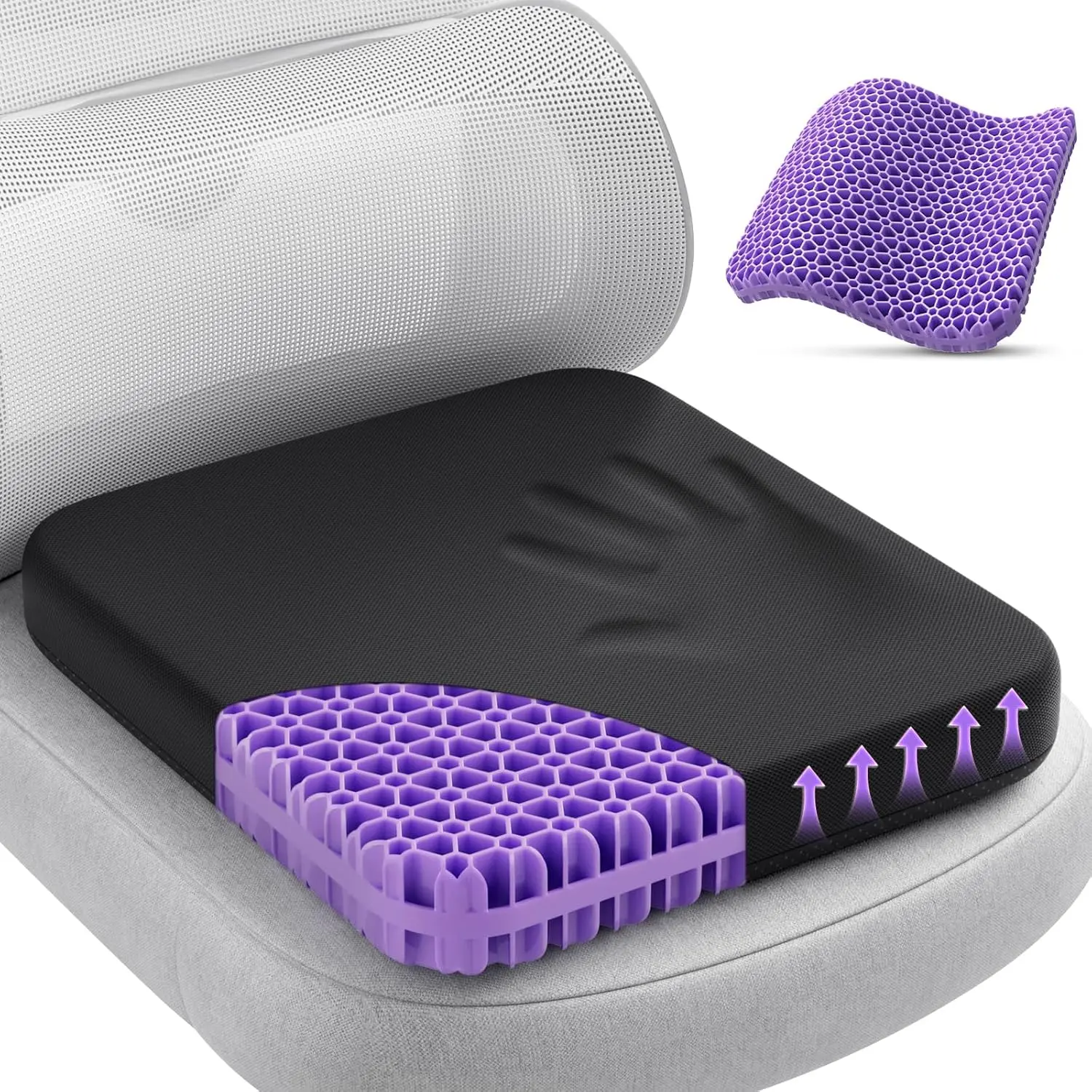 Gel Seat Cushion for Long Sitting, Enlarged & Thickened Patent Design Office Chair Cushion, Breathable Cooling Seat Cushions for Office Chairs, Soft Car Seat Cushion for Wheelchair