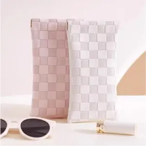 2 Pack Portable PU Leather Sunglasses Bag, Self-Closing Eyewear Storage Case, Sunglasses Organizer for Outdoor Sports