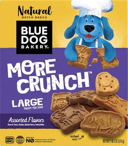 Blue Dog Bakery Natural Dog Treats, More Crunch - 18 oz Box of Assorted Flavors for Dogs, Crunchy and Wholesome Snacks