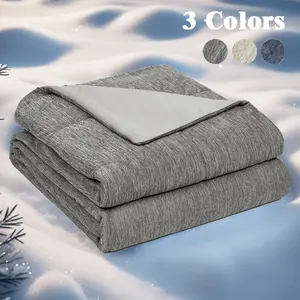 Soft Reversible Cooling Comforter, Textured Heather Fabric with Smooth Solid Reverse, Cozy All-Season Lightweight Blanket, Soft Comfy Blanket, for Kids & Adults, for Hot Summer Nights, Breathable Moisture-Wicking Blanket for Hot Sleepers