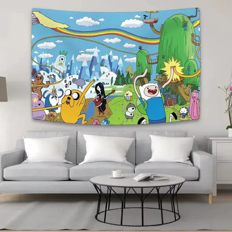 Anime-Time Cartoon A-Adven-ture Tapestry Decoration Bedroom Dormitory Background Cloth Holiday Home Party Living Room Club Cloth
