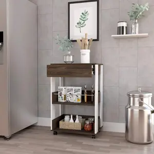 Pillar Kitchen Cart, Four Caster, Three Shelves
