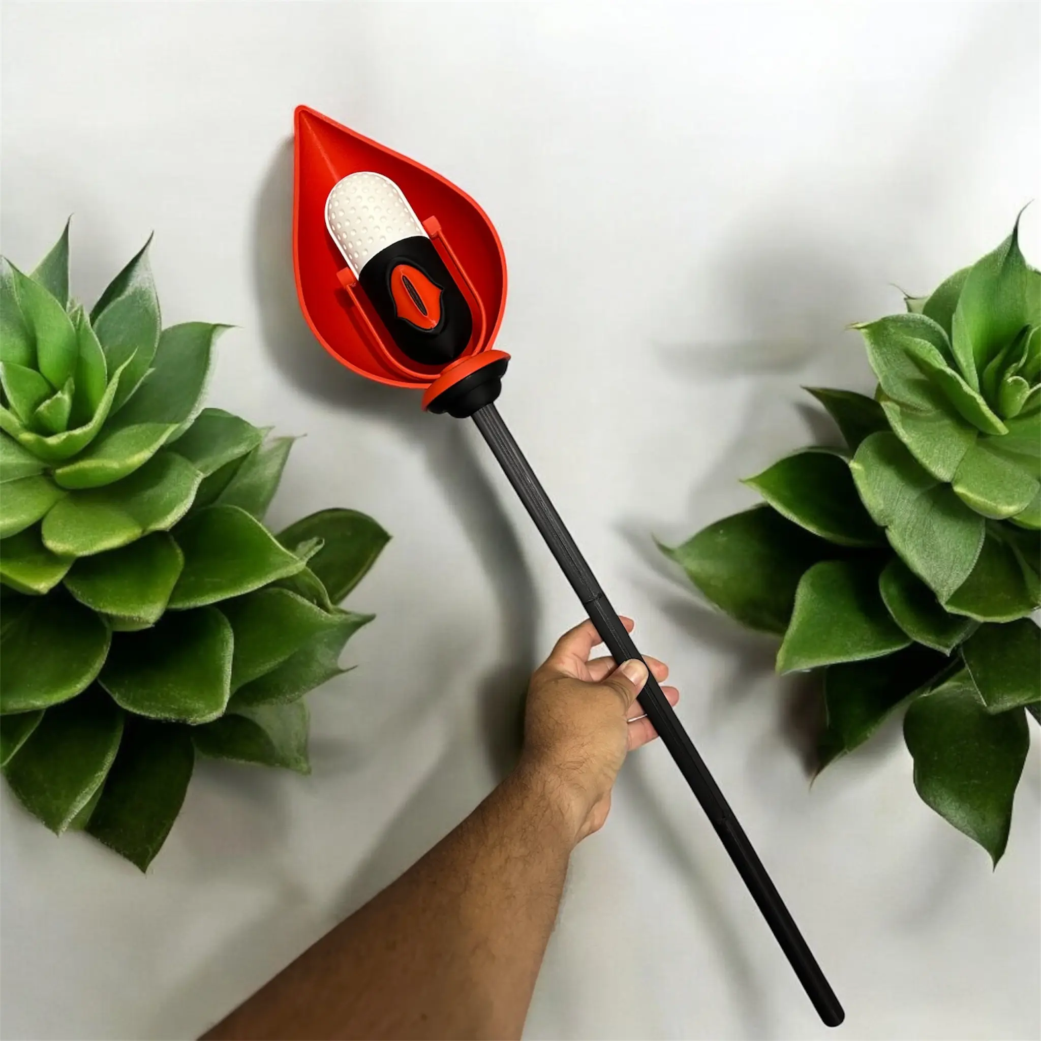 Unisex 3D Printed Material Alastor Demon Theme Radio Staff Microphone, Durable Full-Color Cosplay Prop, 3ft Full Length Festive Party Accessory, Smartphone Audio Compatible for Fans' Photos & Performances (Fashion Accessory)