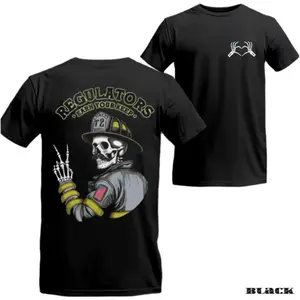 [Sale Up To 55%] Firefighter Skull T-Shirt, 'Regulators – Earn Your Keep' Graphic, Bold & Edgy Tee for Brave Hearts - KitchenEra