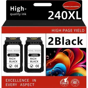 240XL Black Ink  Compatible for  PG 240 XL pg240 pg240xl Combo Pack for PIXMA MG3620 MG3600 MG3520 TS5120 MG2120 MX472 MX452 MX512 MX532 Printer (2 Black)