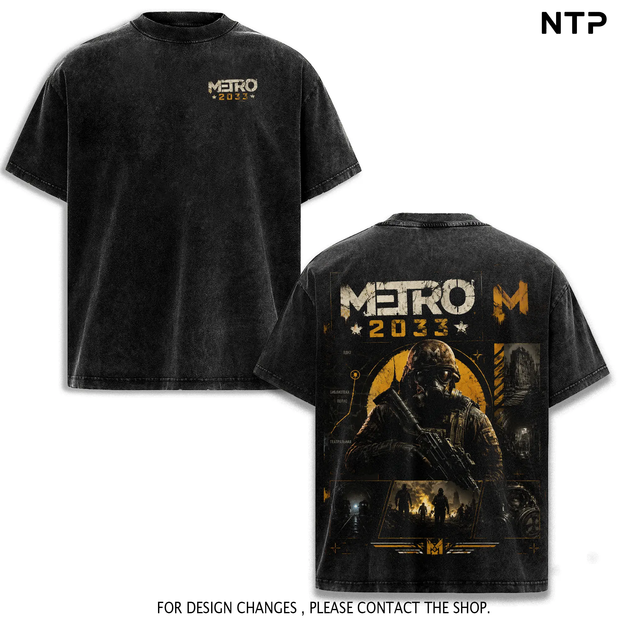 Metro 2033 Game Washed Oversized T-Shirt, Tank Top, Sweatshirt, Hoodie Vintage Anime Graphic Tee Cyberpunk Major Motoko Kusanagi Streetwear Unisex Cotton Shirt