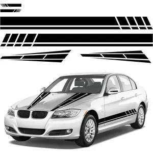 6 count  Hood Stripe Sticker, Vinyl Auto  Side Rearview Mirror Decal,  Racing Stripe Graphic Decal Stickers, Universal  Exterior DIY Decoration Accessories (Black)