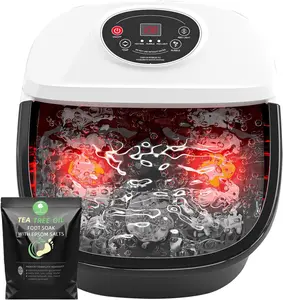 Foot Bath Spa with Heat, Pedicure Massager Foot Soaking Tub-Bubbles Pumice Stone Digital Temperature Control Red Light with Ergonomic Massage Rollers