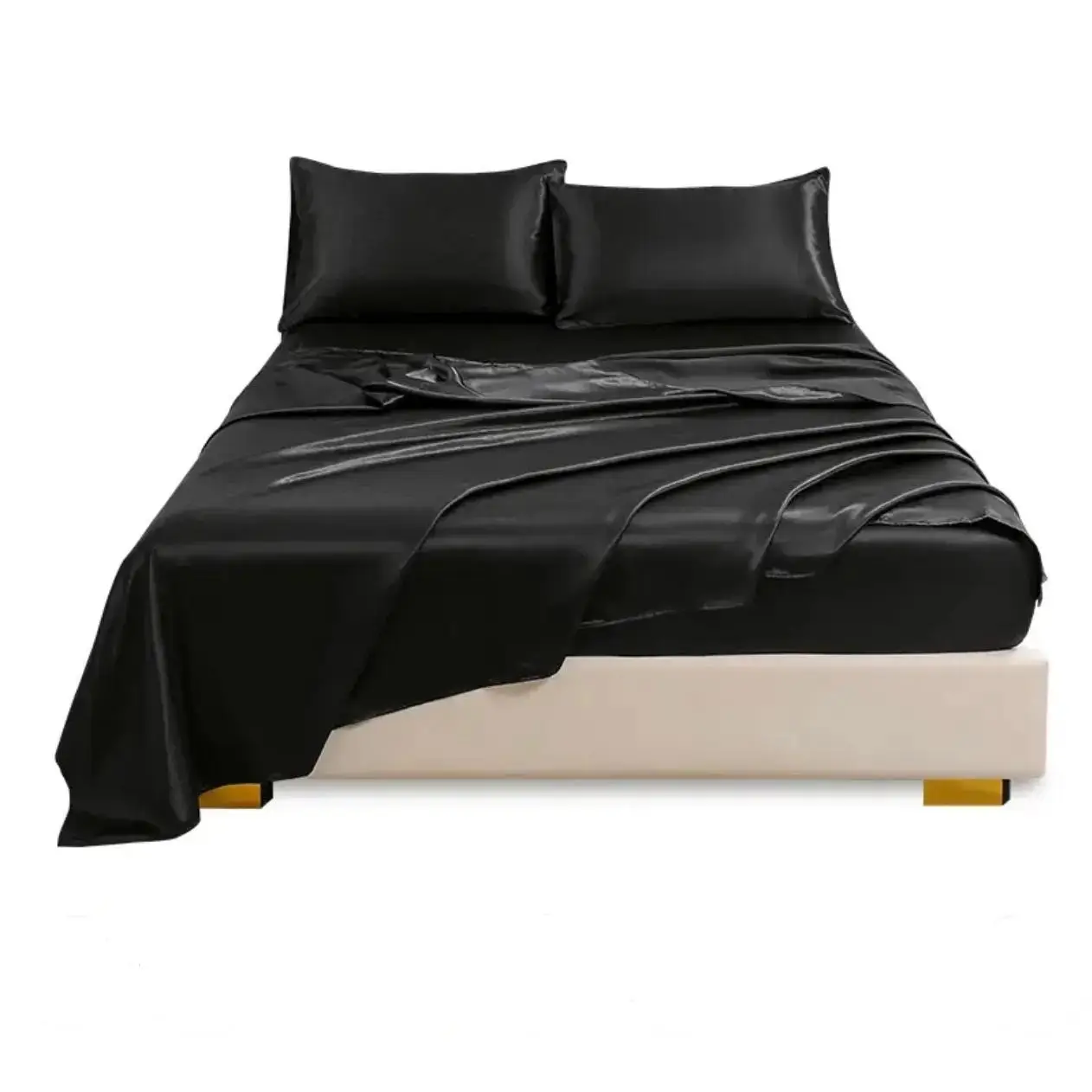 Room Decor Satin Bedding Set, 1 Set Including 1 Fitted Sheet, 1 Bedspread & 2 Pillowcase without Filler, Christmas Decor Soft Comfortable Bedding Set