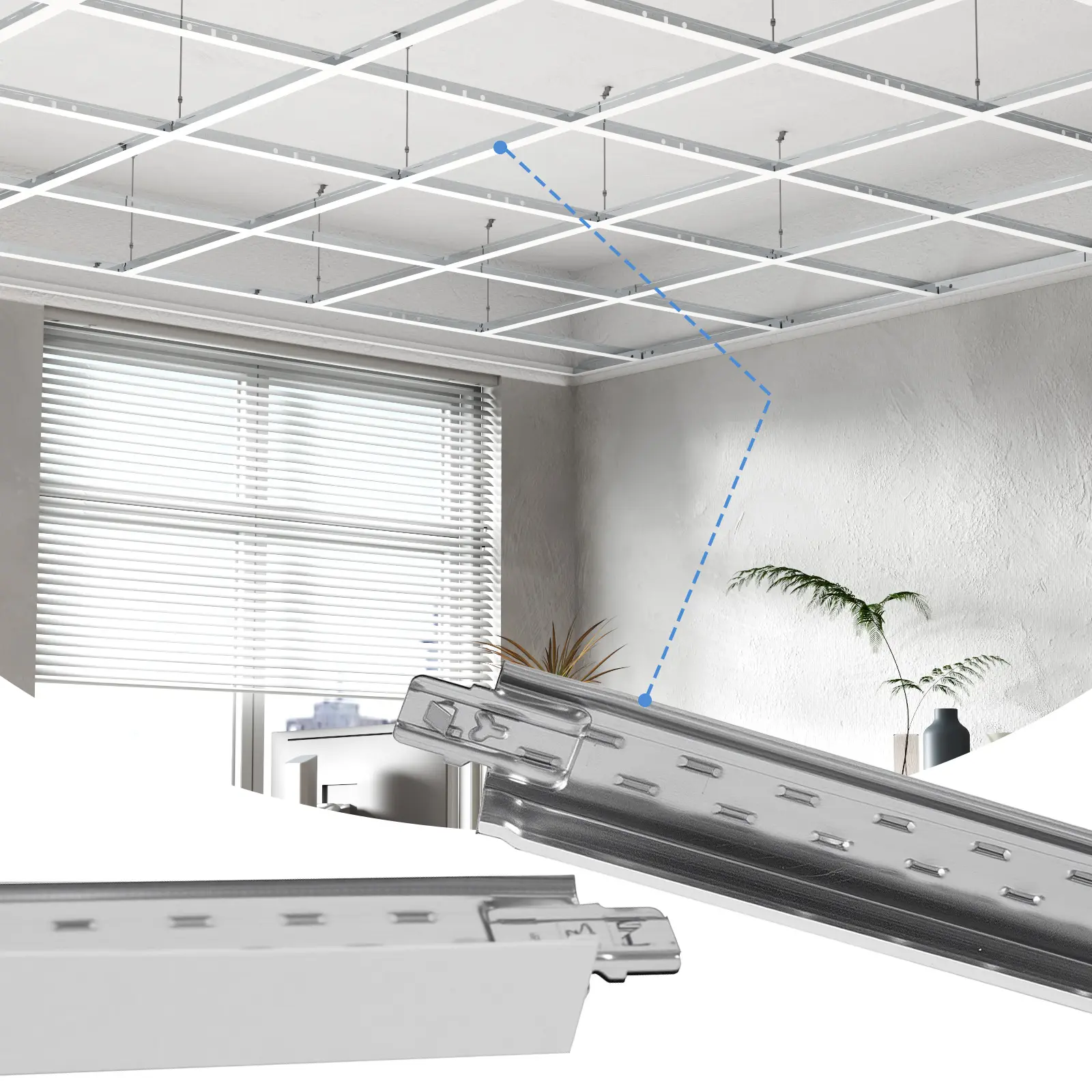 LooYee 75-Piece 48-Inch Cross Tee Drop Ceiling Grid System, 4ft Galvanized Steel Panels & Tiles, Rust-Resistant, Fire-Resistant, Easy-to-Install, Ideal for Basement (Covers 500 Sq.Ft, White), Drop Ceiling Panels, Ceiling Tiles