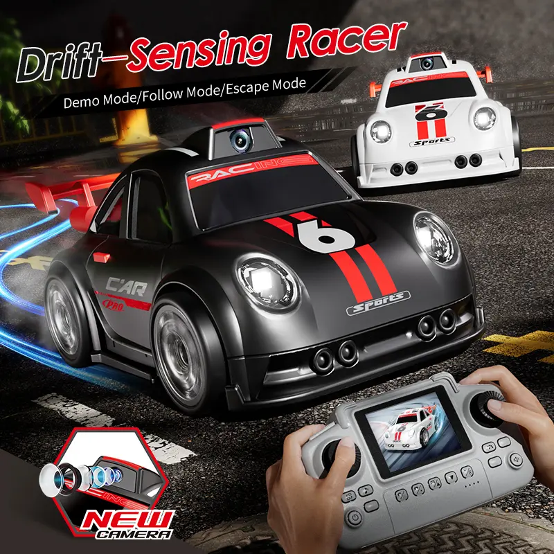 C6 RC Drift Car with Camera, 2.4GHz Remote Control Toy Car with Live View, Gesture Sensing, Follow/Escape Modes, Light & Sound, Mini Stunt Race Car, Ideal Birthday & Children's Day Gift for Kids