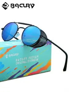 BACURY Retro Oval Polarizer Sunglasses Made Of Stainless Steel For Men And Women, Windproof For Outdoor Travel, Reducing Glare, Versatile, And Uv Resistant
