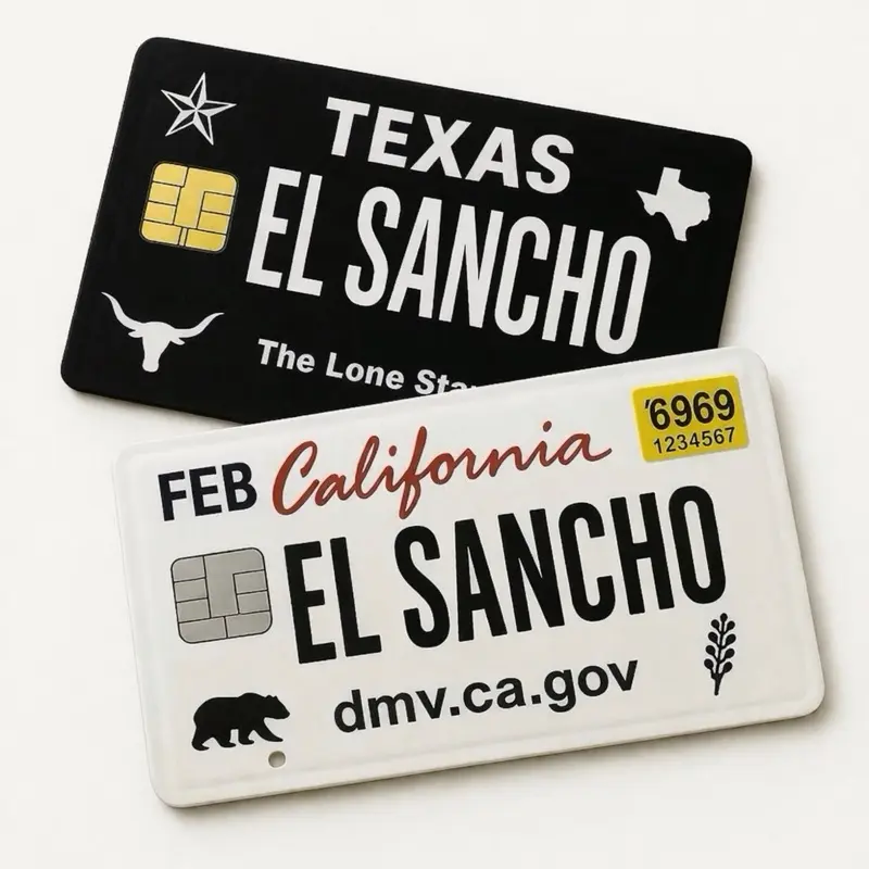 El Sancho State Plates Debiy Card Skin Decal Texas California