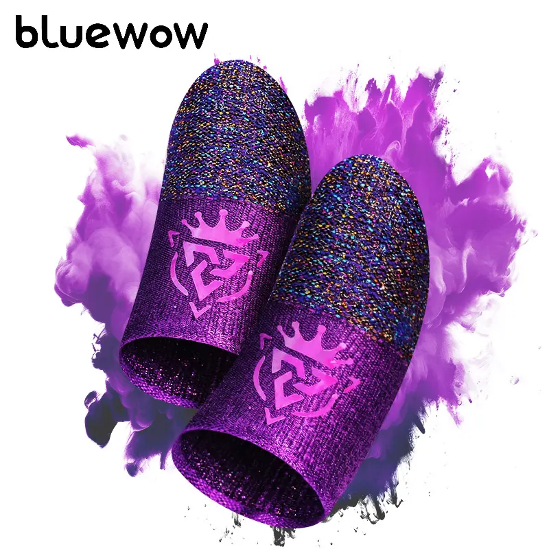 BlueWow SilverFiber Gaming Finger Sleeves (10 Count) - 0.3mm Ultra-Thin Ultra-Soft Fabric, Lightweight Modern Design, High Sensitivity, Moisture-Proof, Hygienic Individual Sealed Bags, Compact Portable Protection for Gamers, Smartphones, Consoles