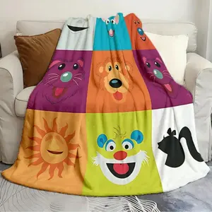 Soft Blanket Bear in the Big Blue House – Durable and Spacious Quilts | Fashionable Sports Print Flannel Sofa Bed Blanket | Kids & Adult Cozy Wear