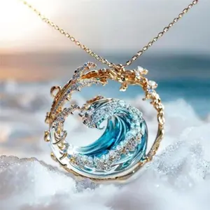 Blue Ocean Wave Jewelry - Fashion Boho Necklace/Earrings/Women Ladies 2024 HOT