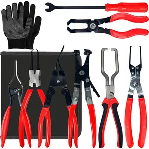 8-Piece Fuel Line Disconnect Tool Set, Fuel Line/Hose Clamp/Removal Pliers, Electrical Disconnect/Push Pin Tools, Relay Puller, Panel Clip Remover & Filter Caliper with Storage Case. multifunctional car repair tool clamp plier