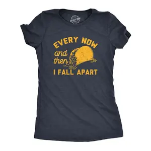 Womens Every Now and Then I Fall Apart T Shirt Funny Messy Taco Parody Tee for Ladies Funny Womens T Shirts Cute Vintage Fashion Casual Ladies T-Shirt Gift Funny Food Top Women's Novelty Tees Navy -