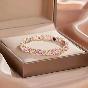 Energy magnet bracelet, eco-friendly alloy with diamonds, adjustable ladies' wristband，Valentine's Day gift, Christmas gift SpringStatements