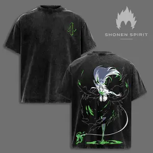 Ulquiorra Cifer Bleach Washed Oversized T-shirt | Vintage Double Printed Heavyweight Cotton Tee | Anime Manga Streetwear Top | Espada 4th Arrancar Graphic Shirt | Perfect Gift for Bleach Fans