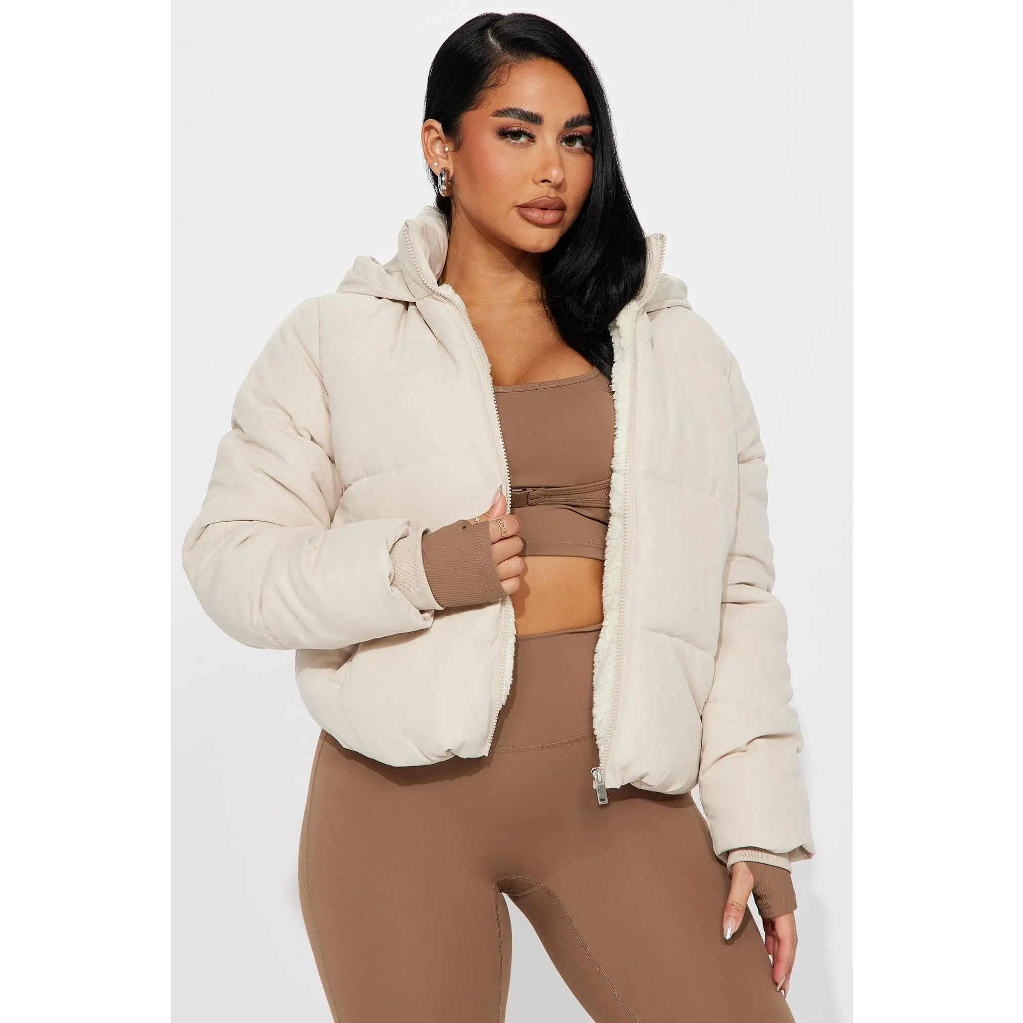 In The Middle Of The City Puffer Jacket - Khaki