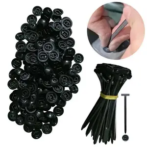 100pcs Nylon Universal Cable Tie Buckle with Pin & Button Self-Locking Design for Car Daily Repair and Maintenance No Tools Required UV-Resistant Durable Compact Lightweight Essential Tool for Bumpers Fenders Trunk Liners Engine Fenders and Chassis Guards