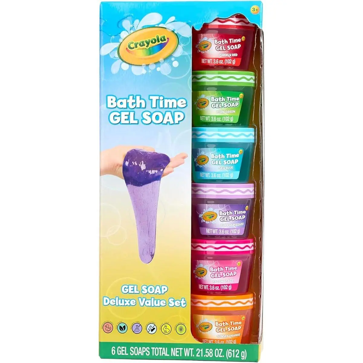 Crayola Bath Time Slime 6-Piece Set for Kids, Gooey Soap Slime for Sensory Play, Non-Toxic, Washable and Mess Free Bath Toys