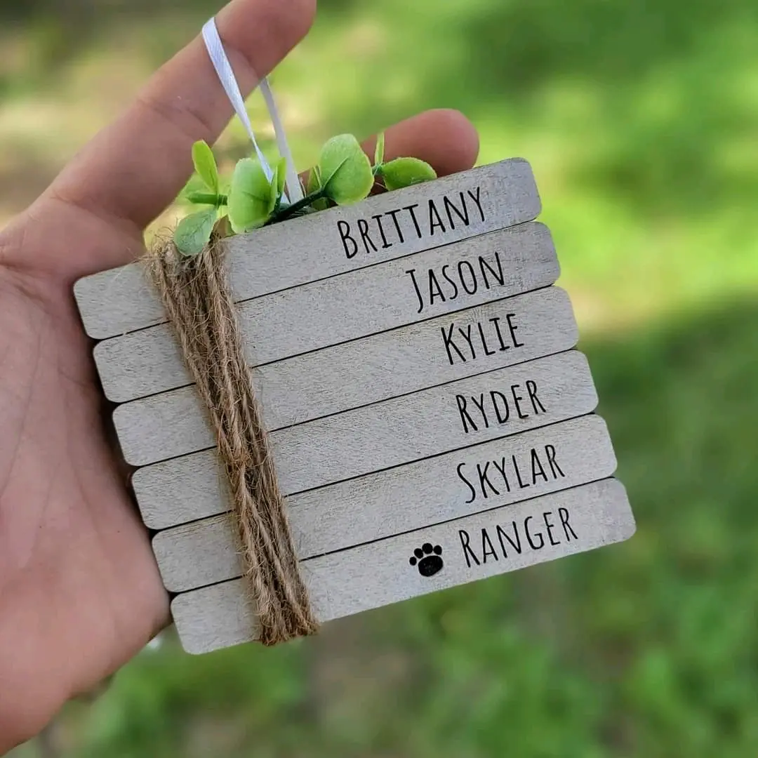 Stacked Books Family Ornament