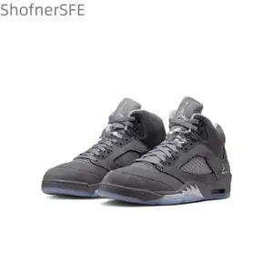 ShofnerSFE Neutral Gray Retro Basketball Shoes for Men Anti-slip Wear-resistant Classic Style Ideal for Casual Wear or On-court Action