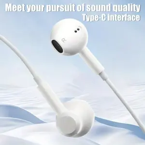 Type-C Jack 2pcs In-Ear Headphones Mobile Phone Wired Earphone Gaming Earbuds Voice Call Noise Reduction Android Suitable for Men and Women Gift Sports White High Sound Quality Clear Bass Compatible with Most USB-C/Type-C Jack Interface Devices