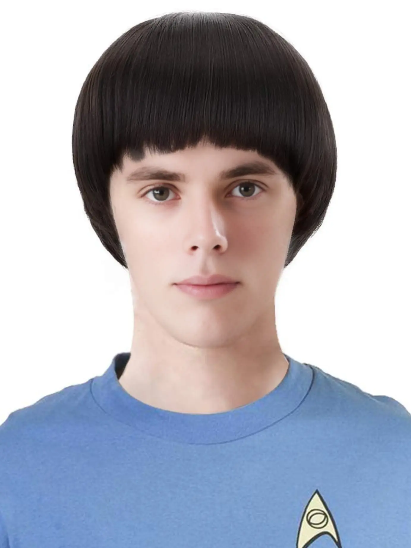 Short Black Cosplay Wig with Bangs Straight Mushroom Wigs for Men 60s Bowl Cut Wig Men Funny Wigs for Anime Movie Halloween Costume Party Synthetic Hair Wigs Synthetic Wig Fiber Wig
