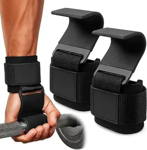 Weight Lifting Hooks Pair Heavy Duty Wrist Straps Non Slip Steel Hooks Neoprene Padding Adjustable Fit for Deadlift Pull Ups Powerlifting Rows Shrugs Gym Hooks for Men Women Secure Grip Sturdy Reliable