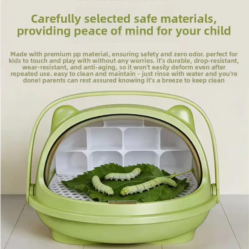 Silk Worm Space Habitat Rearing Box, Student Silk Worm Farming Kit, Educational Silk Worm Breeding Container, Easy-To-Use Silk Worm Care Set