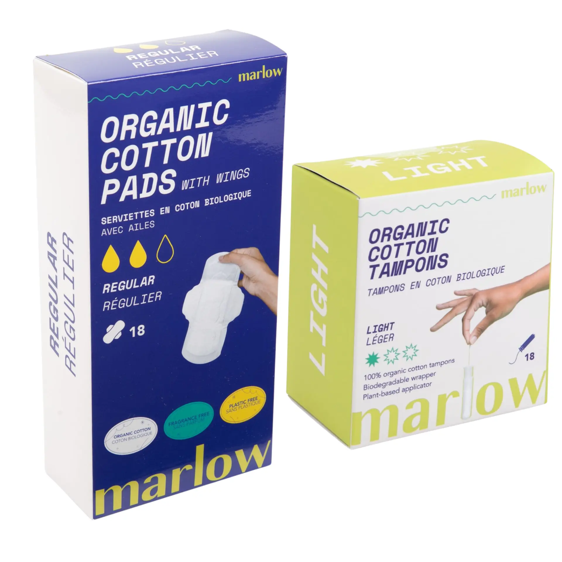 Non Toxic Tampons and Pads Bundle - 100% organic cotton tampons with plant based applicator, 100% organic cotton sheet pads. The cleanest, safest, and comfiest period care bundle.