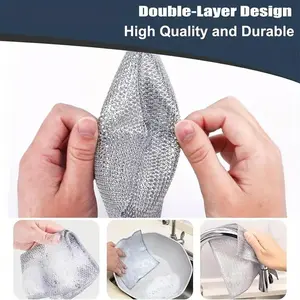 20cm/7.87inch Magic Cleaning Cloth Set, Thick Dual-Sided Metal Wire Sponge, Kitchen Dishwashing Towel, Cleaning Tool, 10/20 Pieces