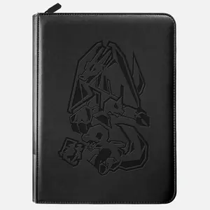 RAVAVER 9-Pocket Raw Card Binder Holds 360 Cards with Side-Loading Sleeves and DIY Label Slot & Durable PU Cover,Suitable for Bare cards, Black Album for Pokémon TCG & Sports Card Collectors, Gift Ready Multi-Pocket Side-Loading Card Binder