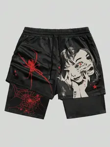 Men's Camo Shorts, Fitted Design with Inner Layer, Breathable Mesh Fabric, Casual Wear for Gym, Sports, and Street Style, Athleisure Casual Shorts, Athletic Shorts, Workout Impact Shorts