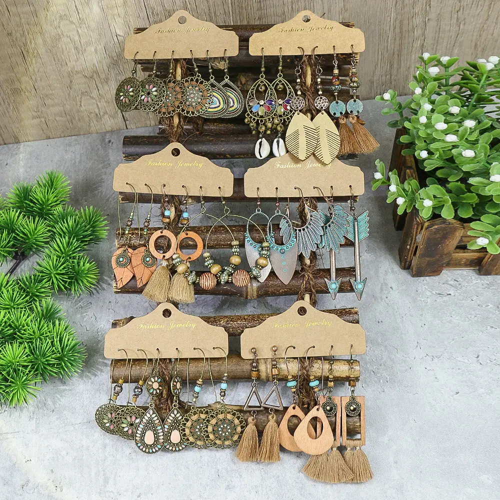 Bohemian Earrings Trio Set,Vintage Ethnic Dangle Jewelry with Nepali Handmade Beads, Boho Chic Accessories for Festival Fashion & Hanfu Styling