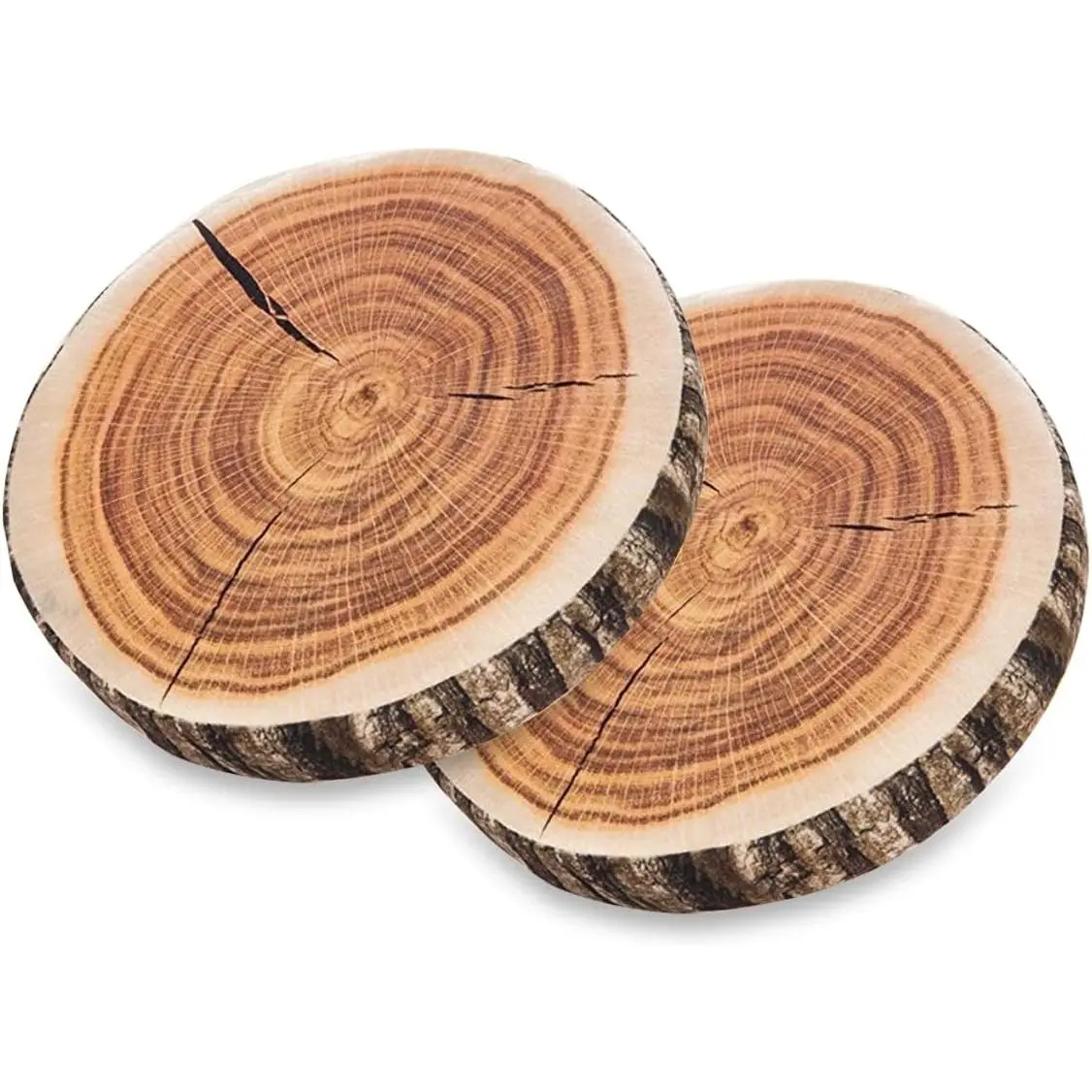 Home Supplies 2-Pack Decorative Round Throw Pillows - 3D Digital Print Playful Cute Kids Funny Wood Log Circle Seating Floor Cushions for Home Couch Sofa Bedroom Living Room, Comfortable, Floor Cushion For Home Couch Sofa Bedroom Living Room Decor Stump