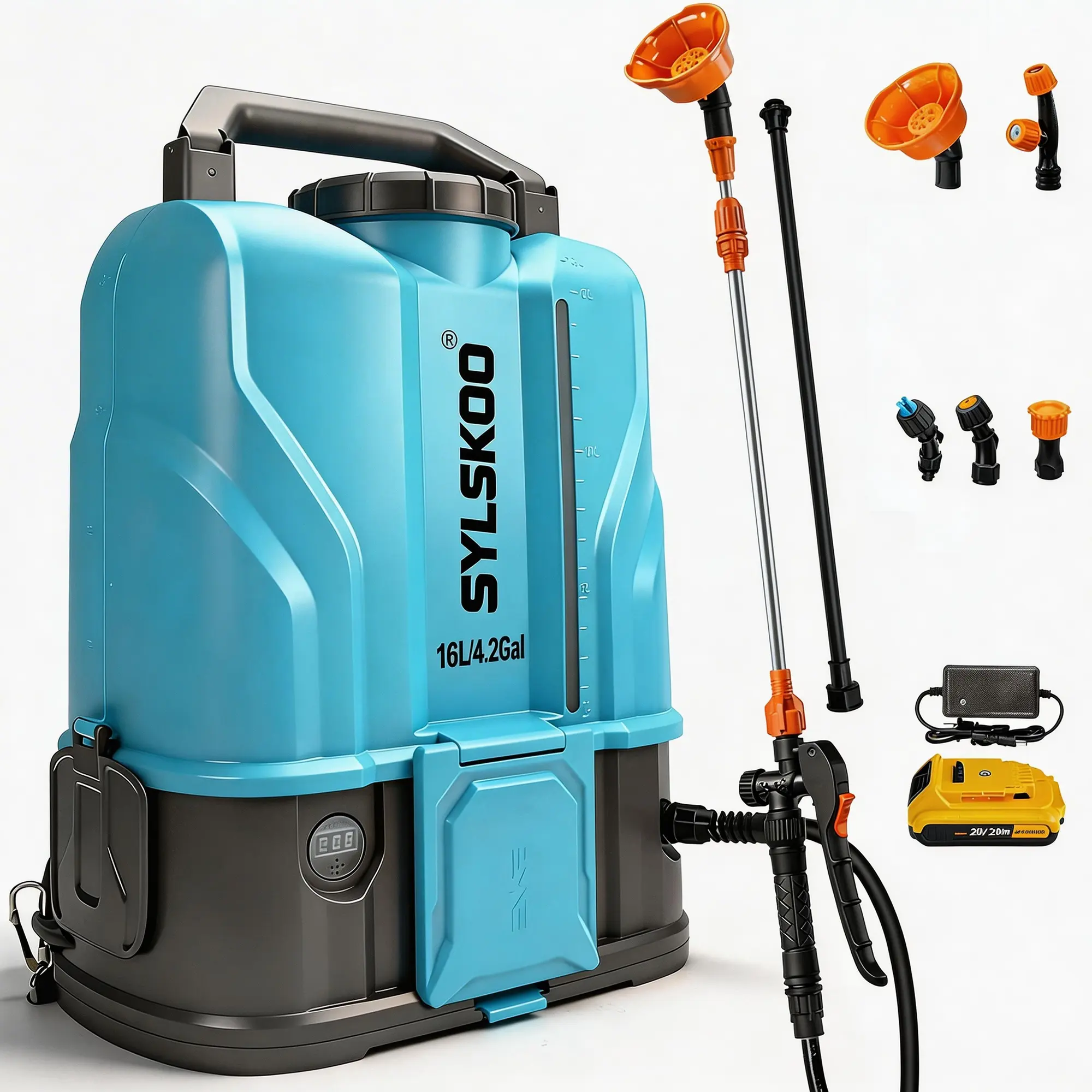 4.2 Gallon Battery Powered Backpack Sprayer, 120 PSI Powerful Electric Sprayer, Max 1.0 GPM, 5 Nozzles & 1 Spray Resistant to Corrosion and RustWands for Lawn, Yard, Weed & Pest Control