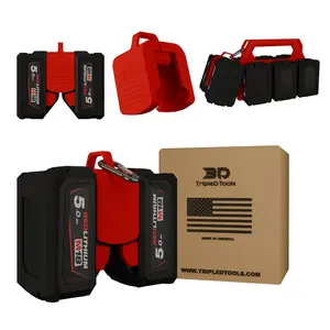 Mini Carrier (Milwaukee Red): Compact Battery Holder for Milwaukee M18 Volt – Secure 2-Pack Power Mount by Triple D Tools