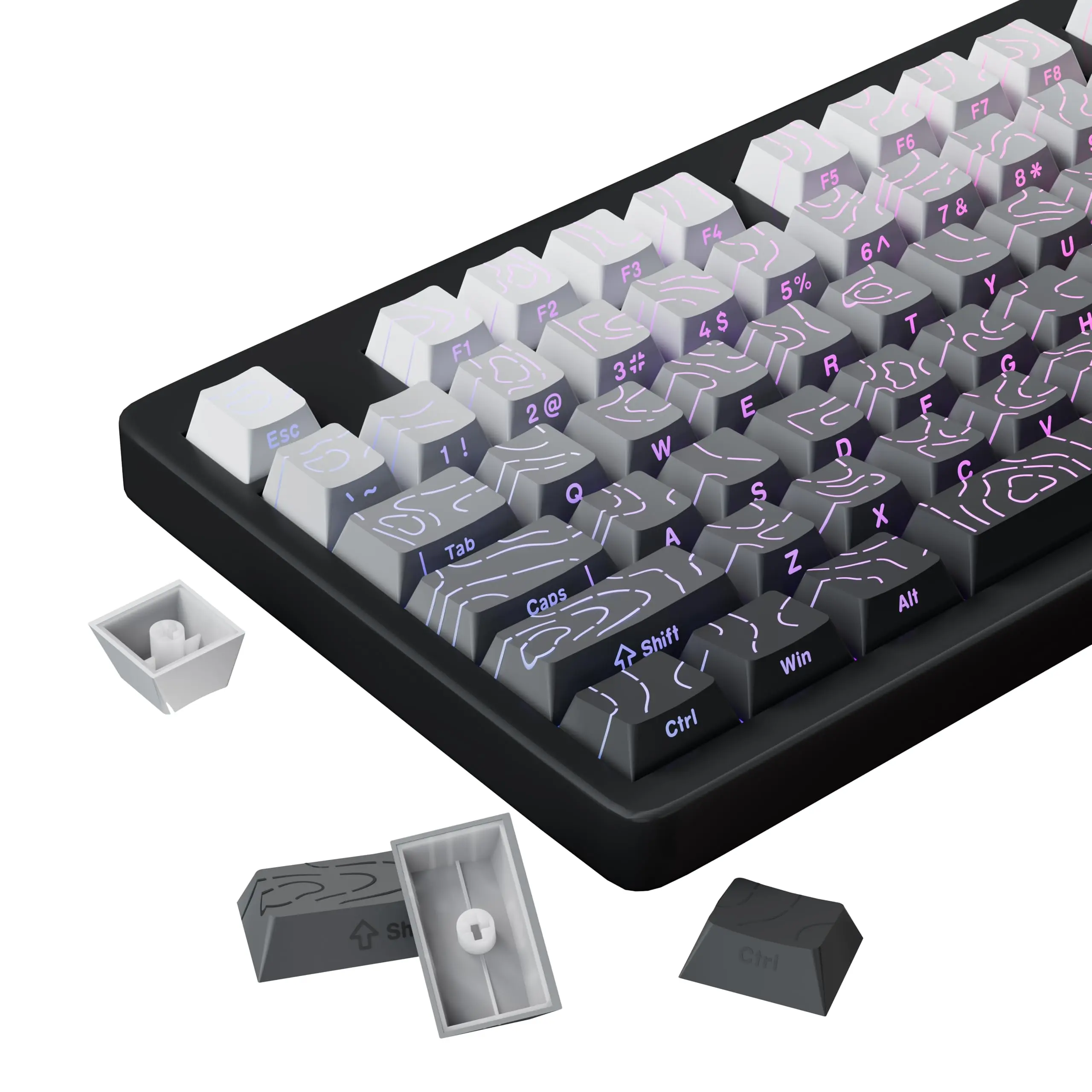 Polar Day 133 Keys PBT Keycaps, Double-Side Printed Backlit, Cherry Profile for MX Switch
